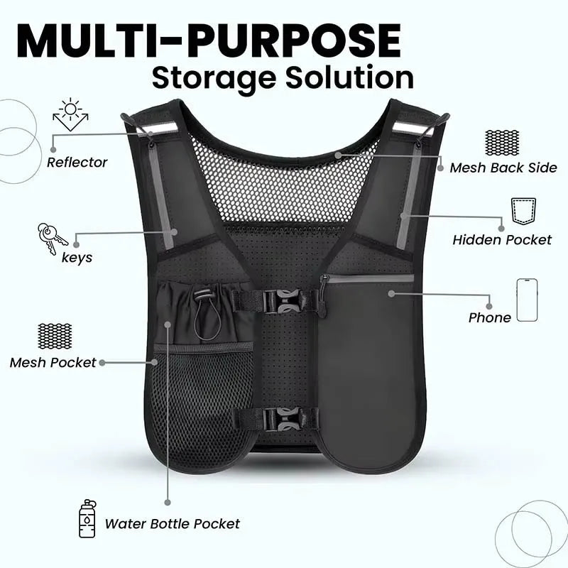 Custom Fashion Breathable Waterproof Hydration Vest 2 Water Bottles Lightweight