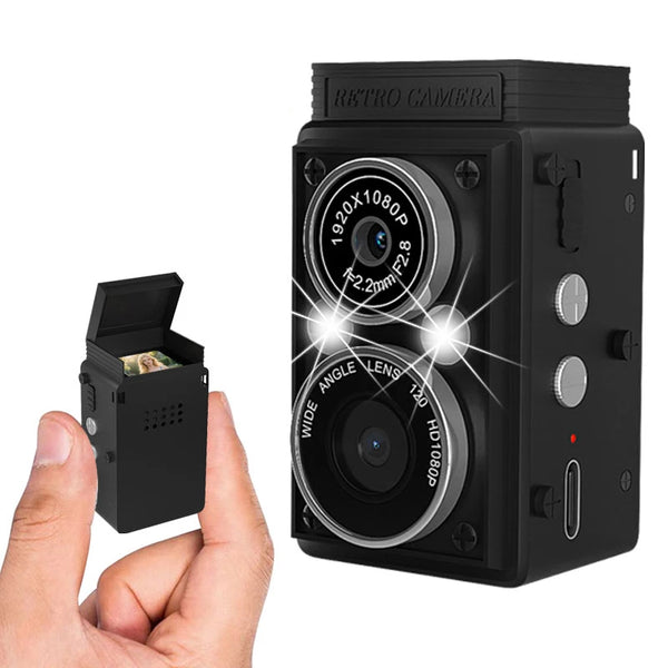 Dual Lens Vintage Mini Digital Camera Autofocus 12MP 1080P FHD Video Vlogging Portable