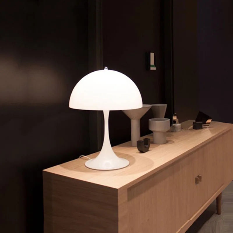 Modern Creative Mushroom-Shaped White Metal Led Table Lamp Bedside Table Lamp Living Room