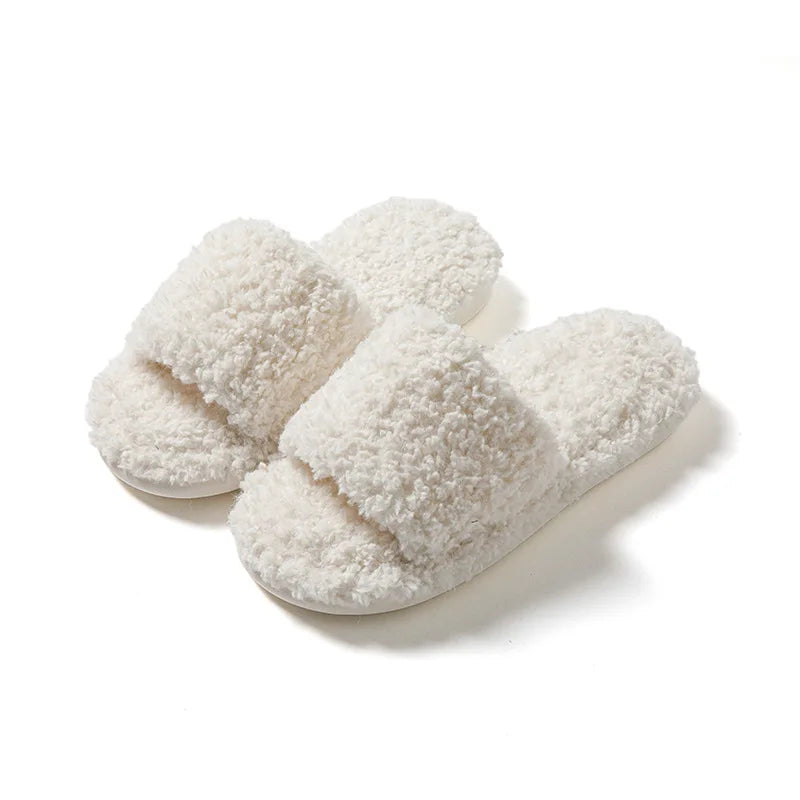 Custom Design House Indoor Warm Comfortable Cute Female Slippers Fur Bedroom Cloud Slides