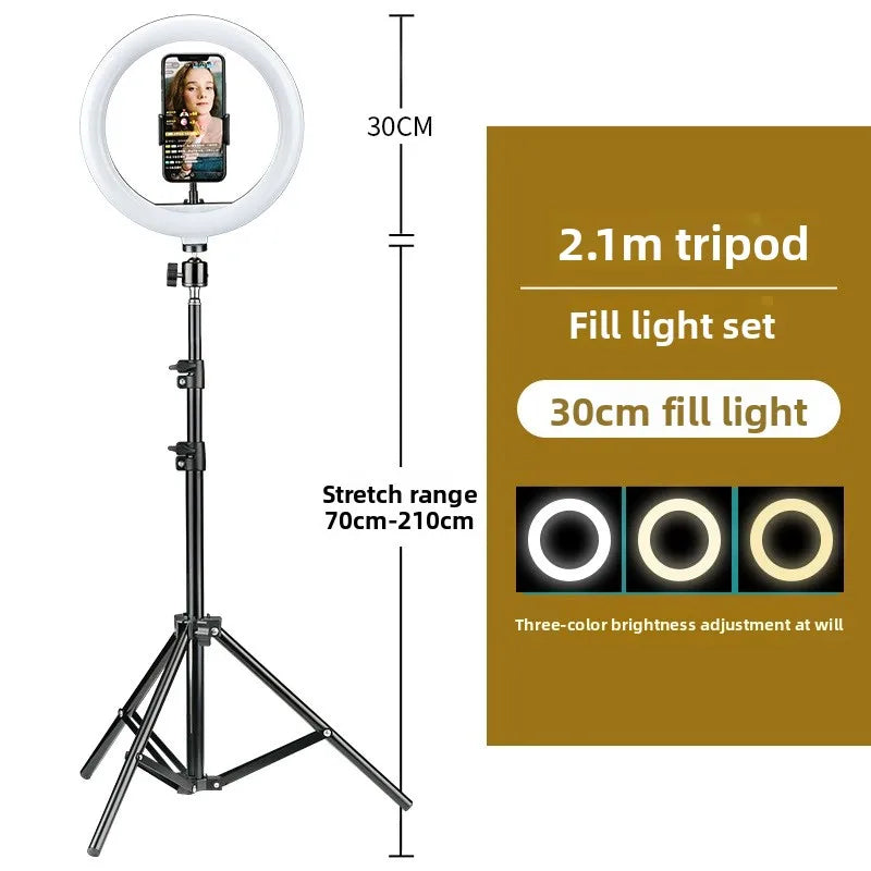 Three-Color Ring Fill Light Lamp 18 Inch 22 Inch Ring Lights with Tripod Stand and Phone