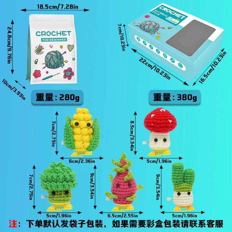 DIY Crochet Kit Woven Technique Yarn for Crafting Animal Doll Pendant Beginner English