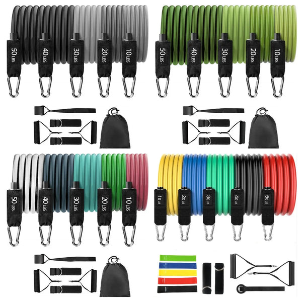 Yongsheng Brand Gym Resistance Bands Loop Set 11pcs TPE Exercise Bands Handles Jump Rope