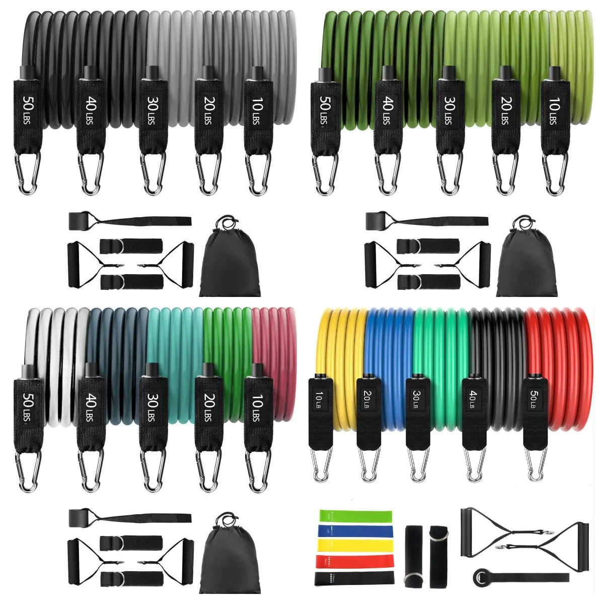 Yongsheng Brand Gym Resistance Bands Loop Set 11pcs TPE Exercise Bands Handles Jump Rope
