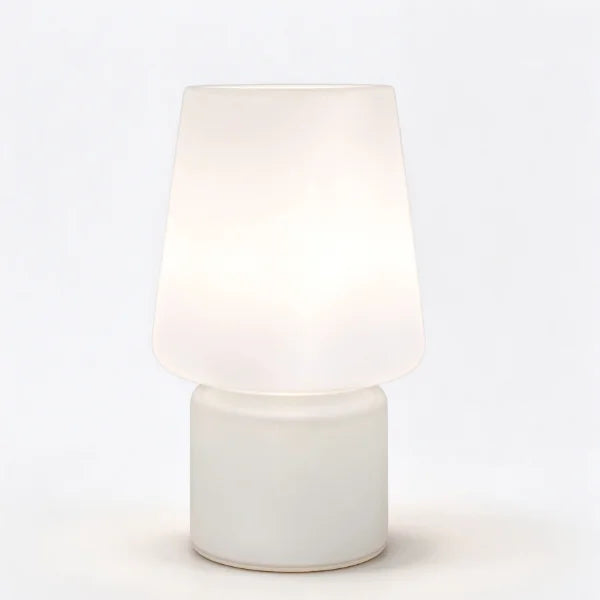 Vintage Mushroom Table Lamp, Cream White Glass Shade, USB Rechargeable, Bedroom Bedside