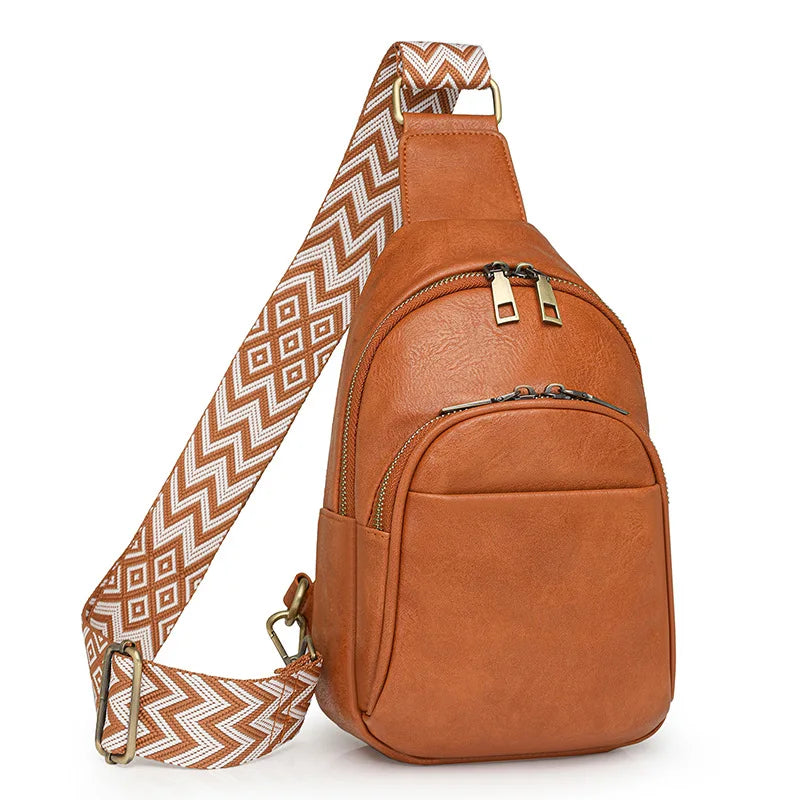 Designer PU Leather Waist Belt Bag Custom Luxury Bags Sling Crossbody Bag with Polyester