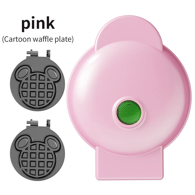 Electric Mini Waffle Maker Sandwich Maker Ceramic Coating Non-Stick Plates PBT+Aluminum