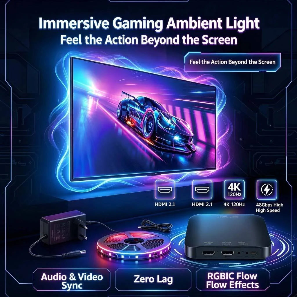 WiFi TV Backlight Sync Kit, RGBIC LED Strip for 40 to 120 Inch TVs