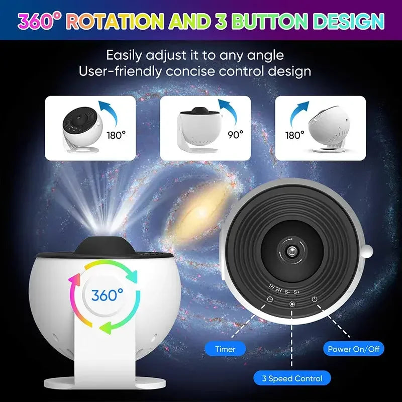 Star Galaxy Projector Night Light 13 1 Display Effect 360 Rotate Battery Warm White