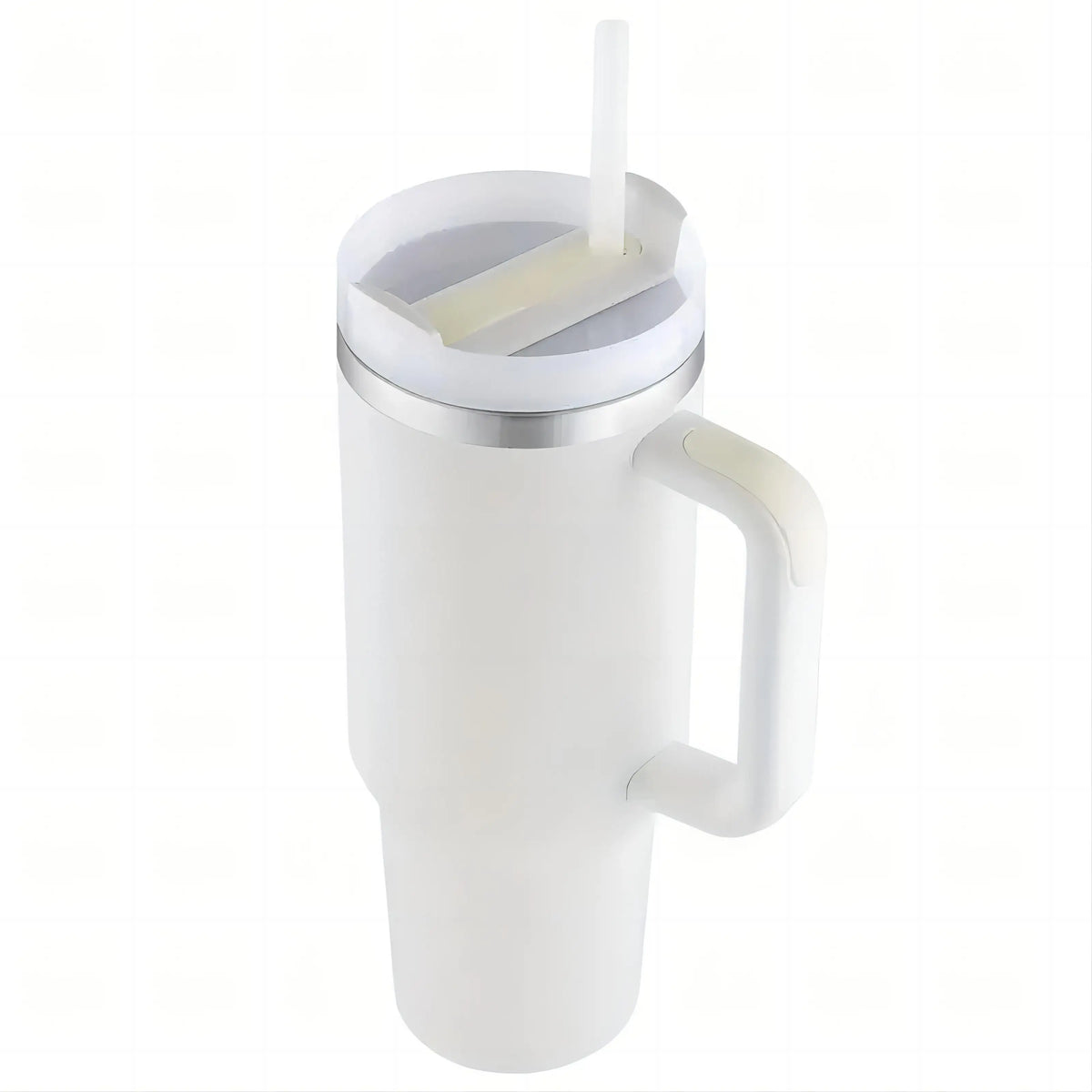Double Walled Insulated Vacuum Stainless Steel 40Oz Tumbler With Straw Handle And Lid