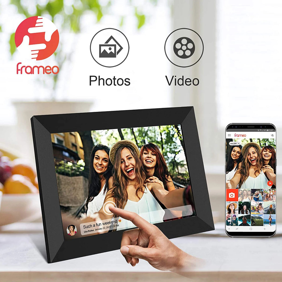 10.1 Inch WiFi Digital Picture Frame for Sharing Family Photos, Black