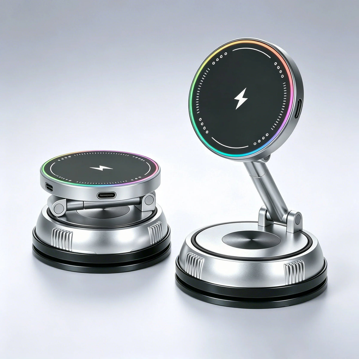 15W Magnetic Car Phone Holder 360-Degree Rotation Wireless Charger Vacuum Suction Cup