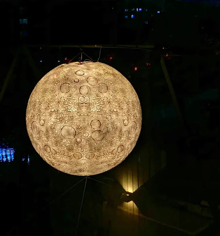 G-Lights Bespoke Creative Globe Moon Hanging Pendant Lamp LED 3D Printing Moon Chandelier