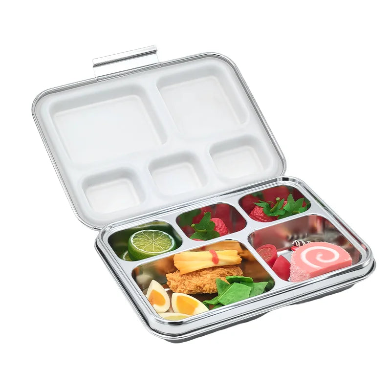 Durable 304 Stainless Steel 5-Compartment Bento Lunch Box Leakproof BPA Free 1240ml