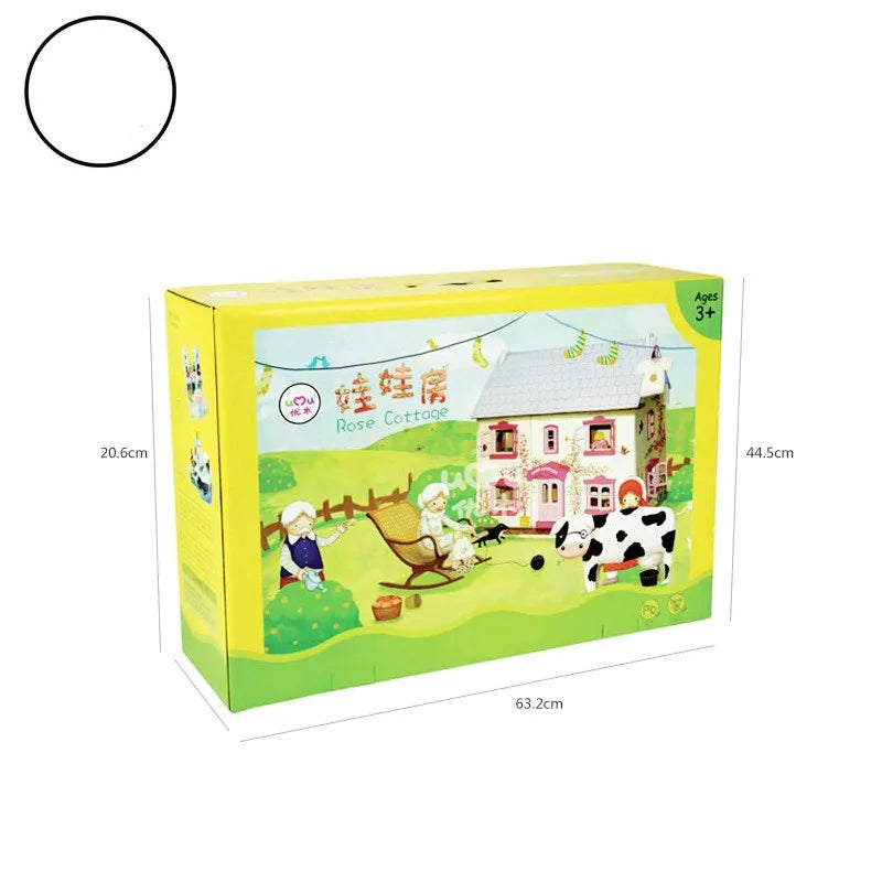 Diy Wooden Dollhouse for Kids Miniature Fashion Model with Furniture Pretend Play Toy