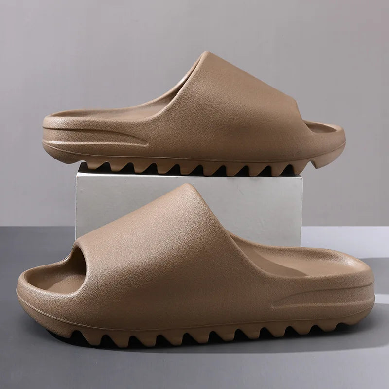 Light Green EVA Cloud Slides Non-Slip Open Toe Unisex Shower Slippers Lightweight Indoor