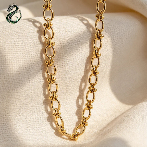 18K Gold Plated Rhodium Plated Stainless Steel Necklace Vintage Modern Classic Geometric