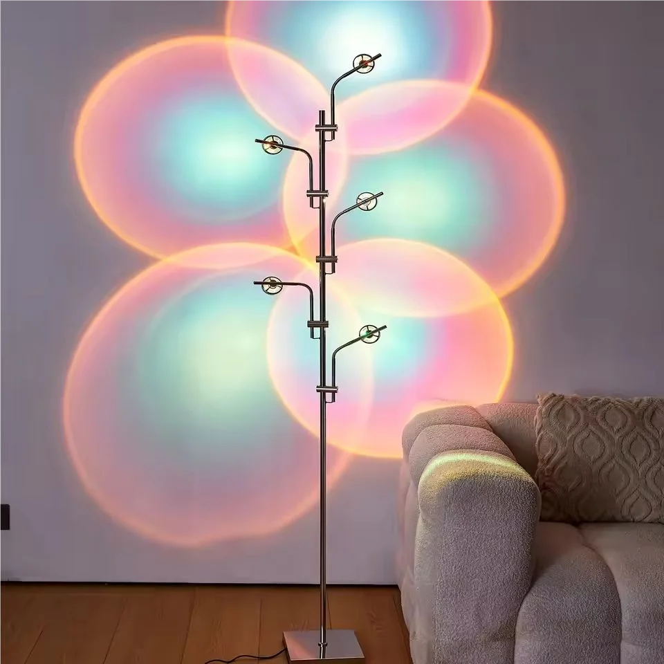 Sunset Projection Remote Control LED Ambient Floor Lamp 7-Color Rainbow Artwork Lighting
