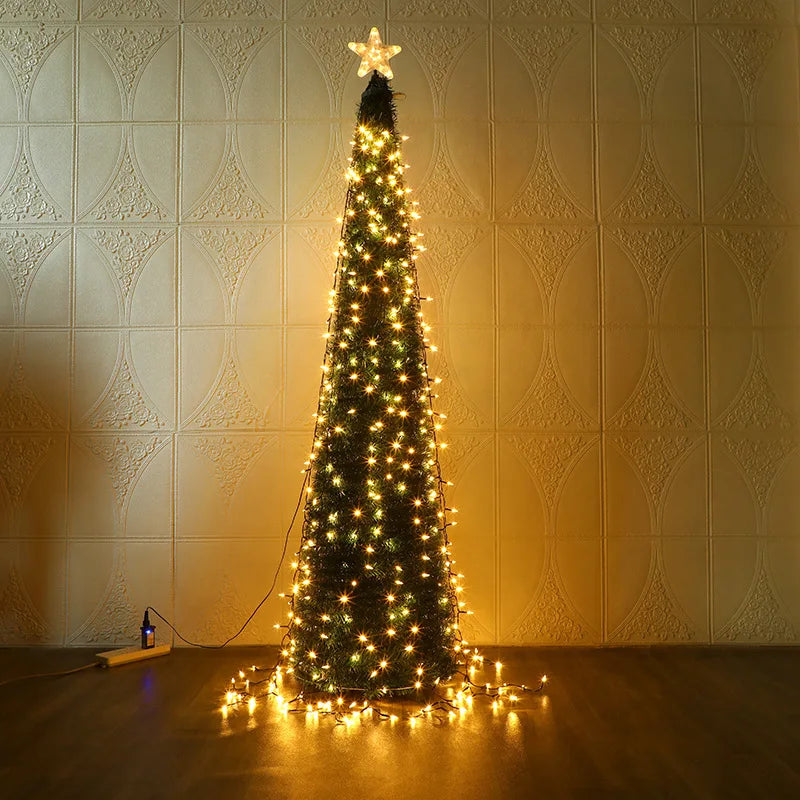 Large Standing Silver Sequin PVC Artificial Christmas Tree Star Topper Realistic Slim