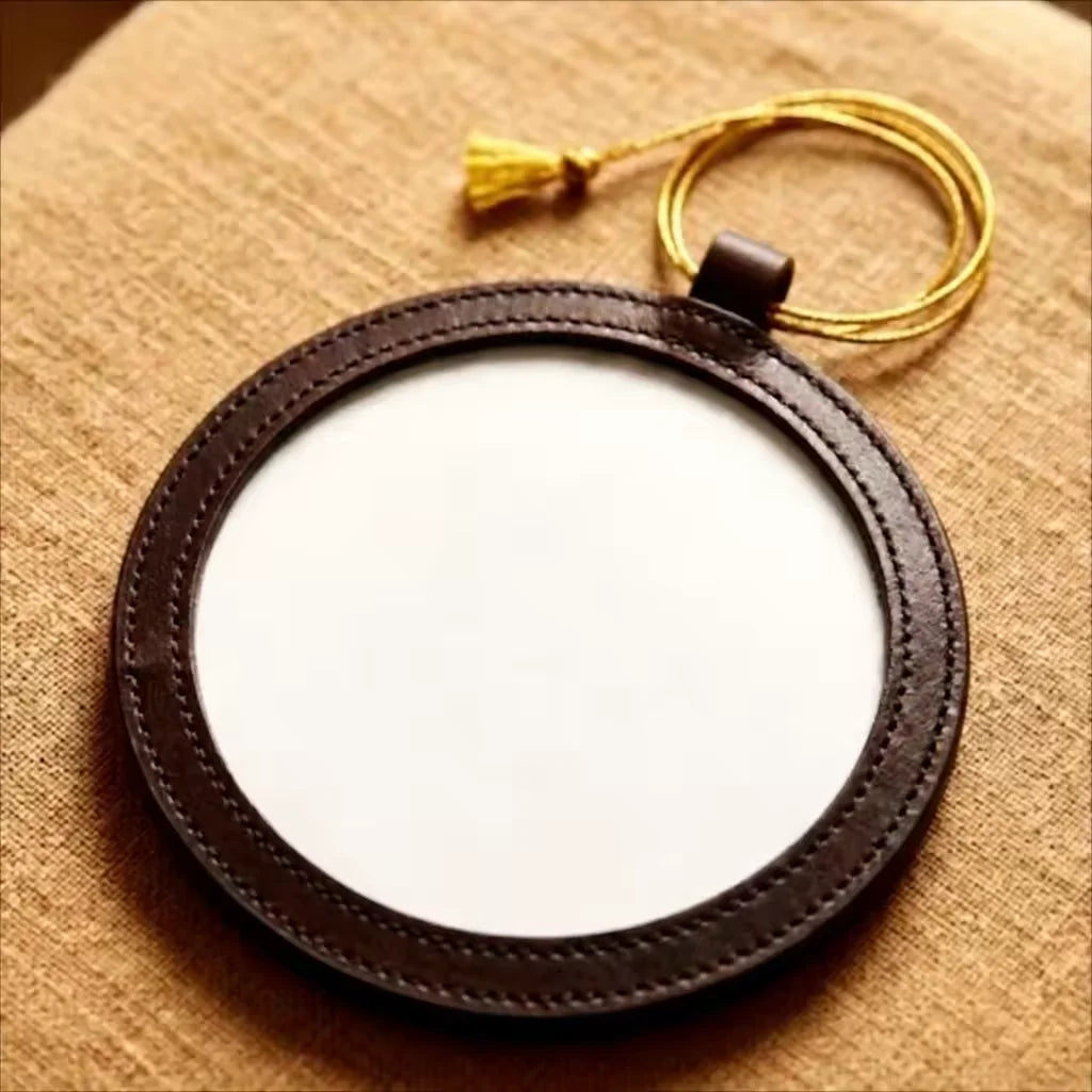 PU Needlepoint Self Finishing Round Leather Ornament Christmas Ornaments Needlepoint Self (Pack of 2)