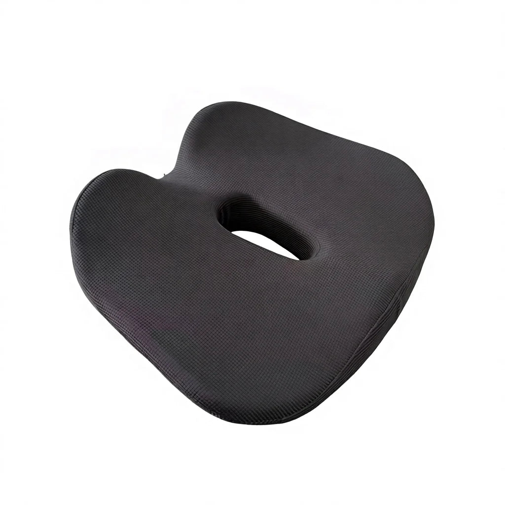 U-Shape Memory Foam Car Seat Cushion with Coccyx Cut-Out, Dark or Light Gray