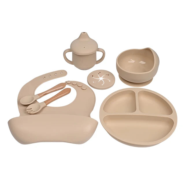 CE CPC Certified BPA Free Microwavable Silicone Baby Feeding Set Soft Spout Sippy Cup
