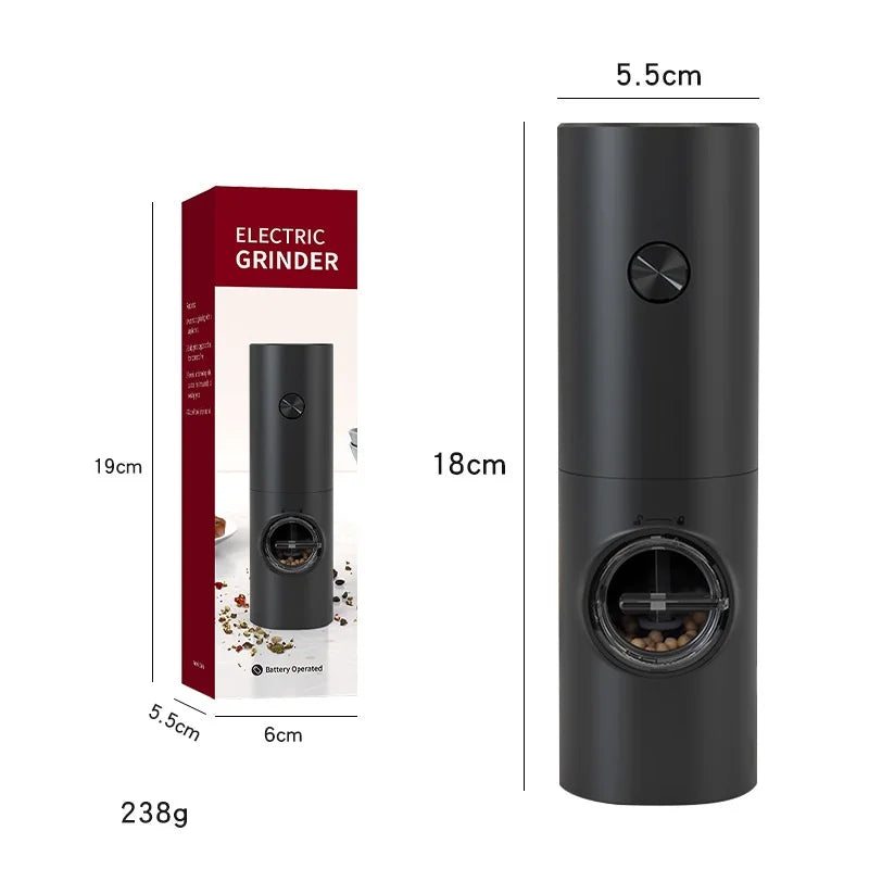 Battery Operated Electric Spice Mill Plastic Automatic Salt Pepper Grinder Set With Led