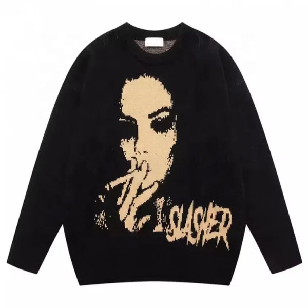 Knit Fashion Skeleton Thick Jacquard Jumpers Sweater for Men Knitwear Winter Knitted