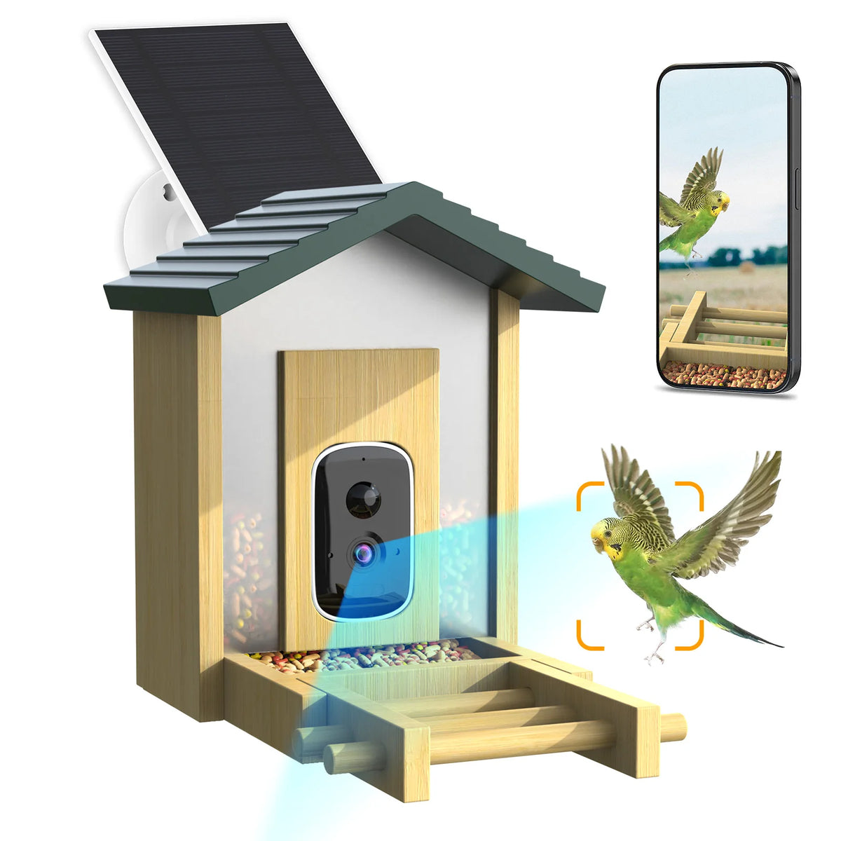 5MP Mini Smart Network CCTV Camera HD Solar Powered Bird Feeder Night Vision Wireless