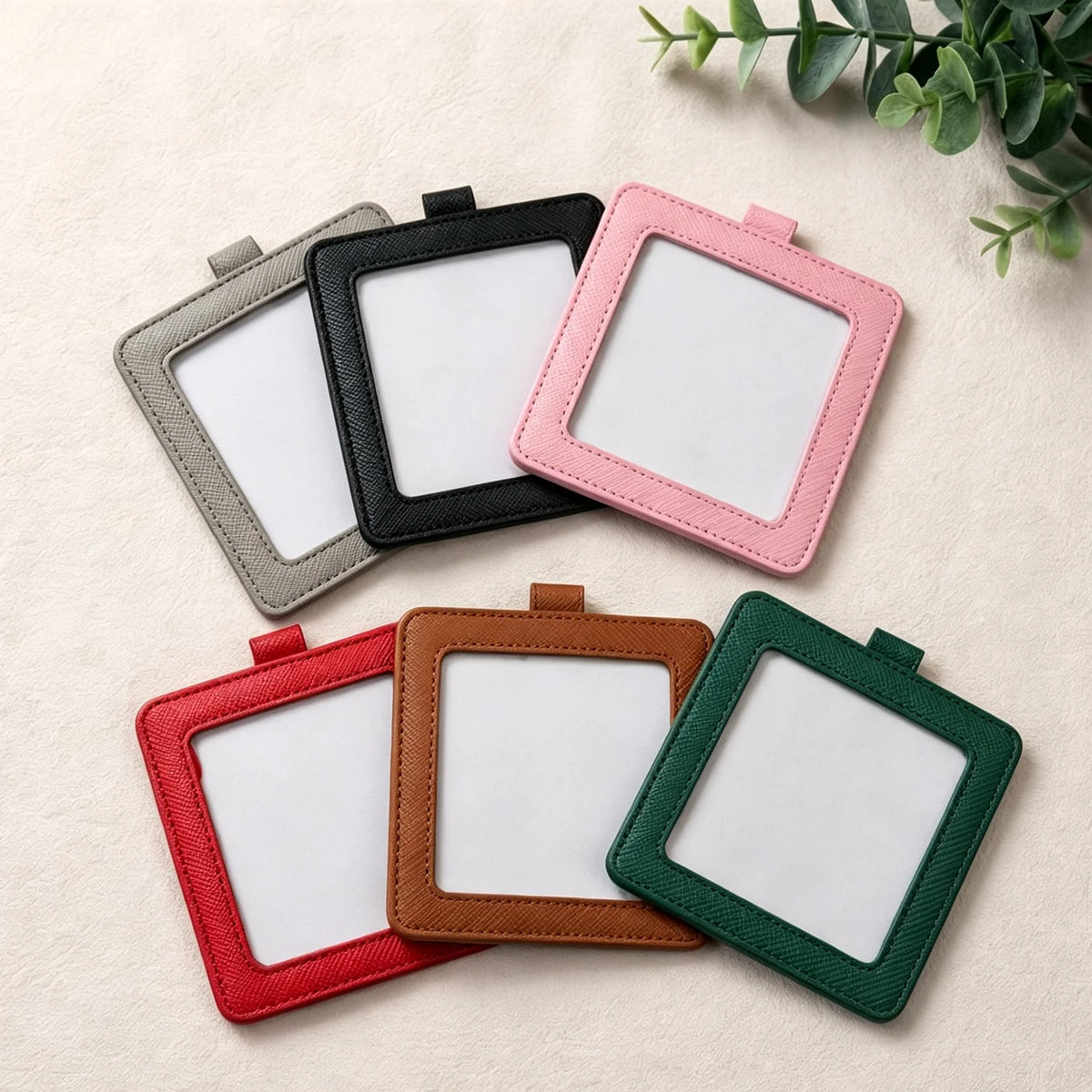 YY Pu Leather 4x4 Inch Self Finishing Needlepoint Square Leather Ornament (Pack of 2)