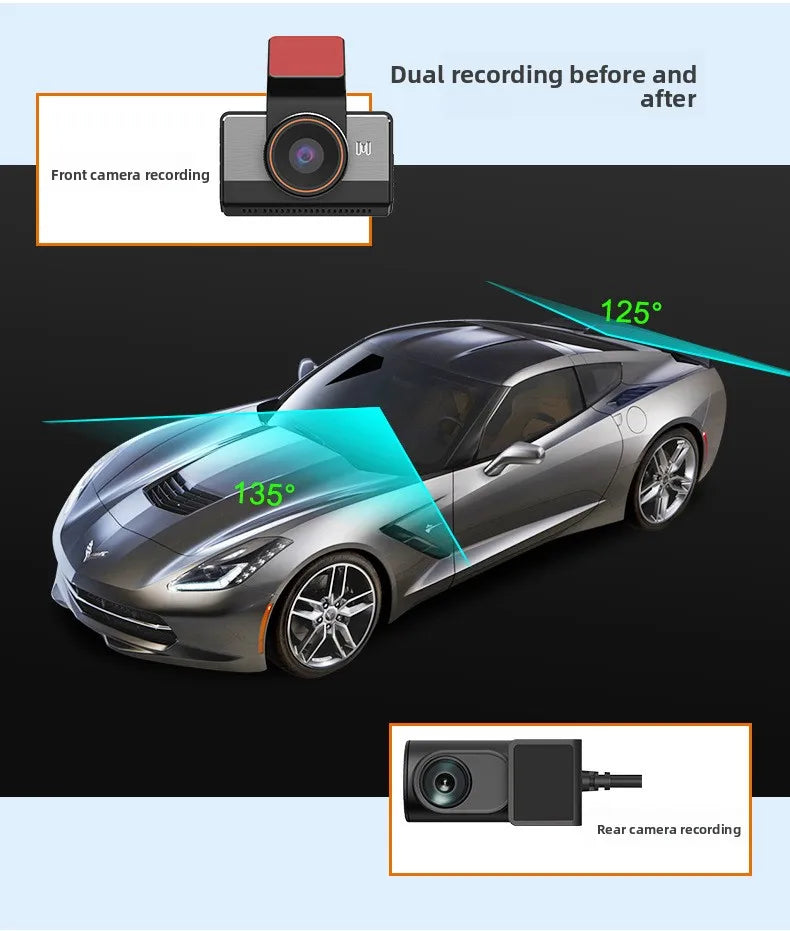 4G 2-Camera Vehicle Dash Camera HD DVR Front/Rear Recording In-Vehicle Remote Real-Time