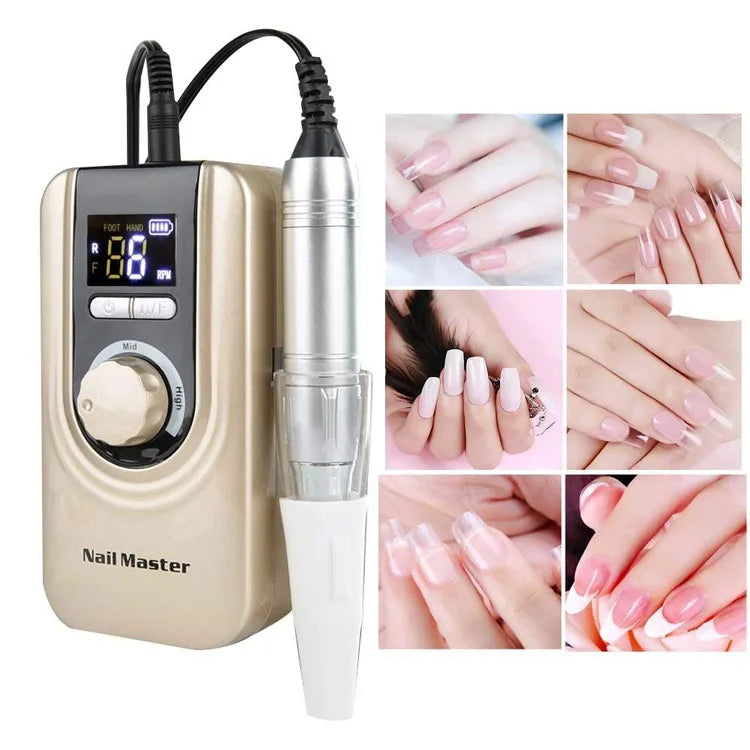 Electric Nail Drill Machine Portable 35000RPM Rechargeable Manicure Pedicure Machine