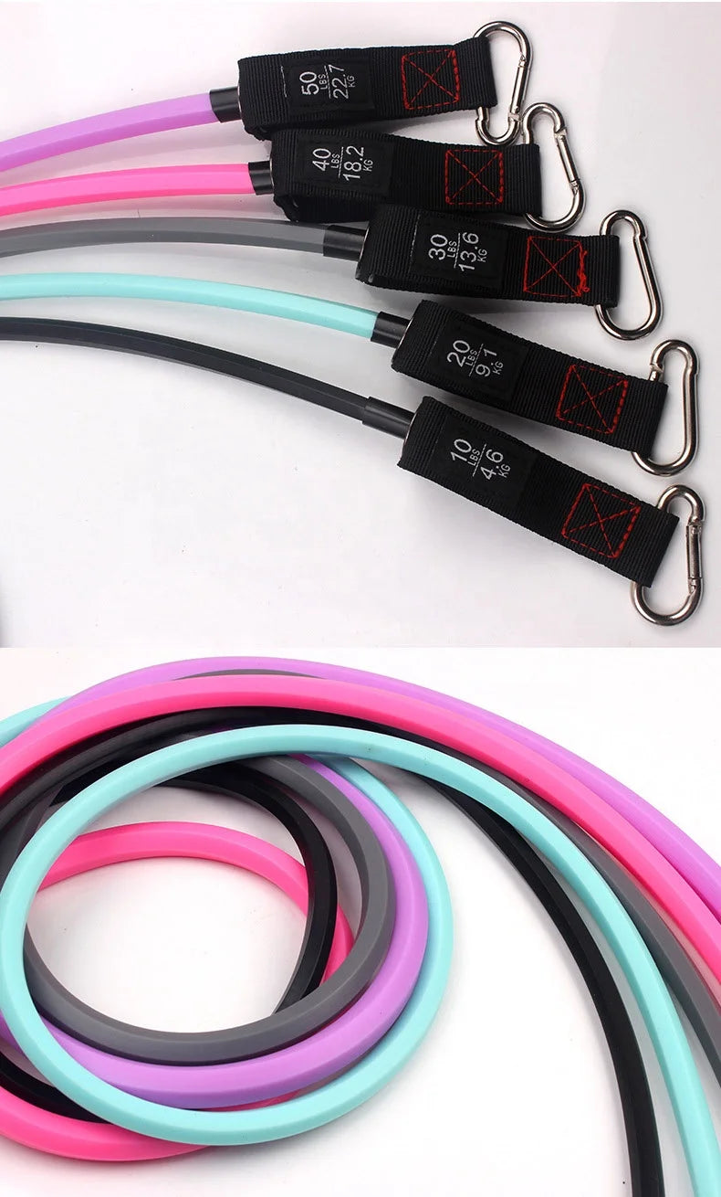 Fitness Custom Handle Loop Printed Latex TPE 11pc Resistance Bands Set for Yoga