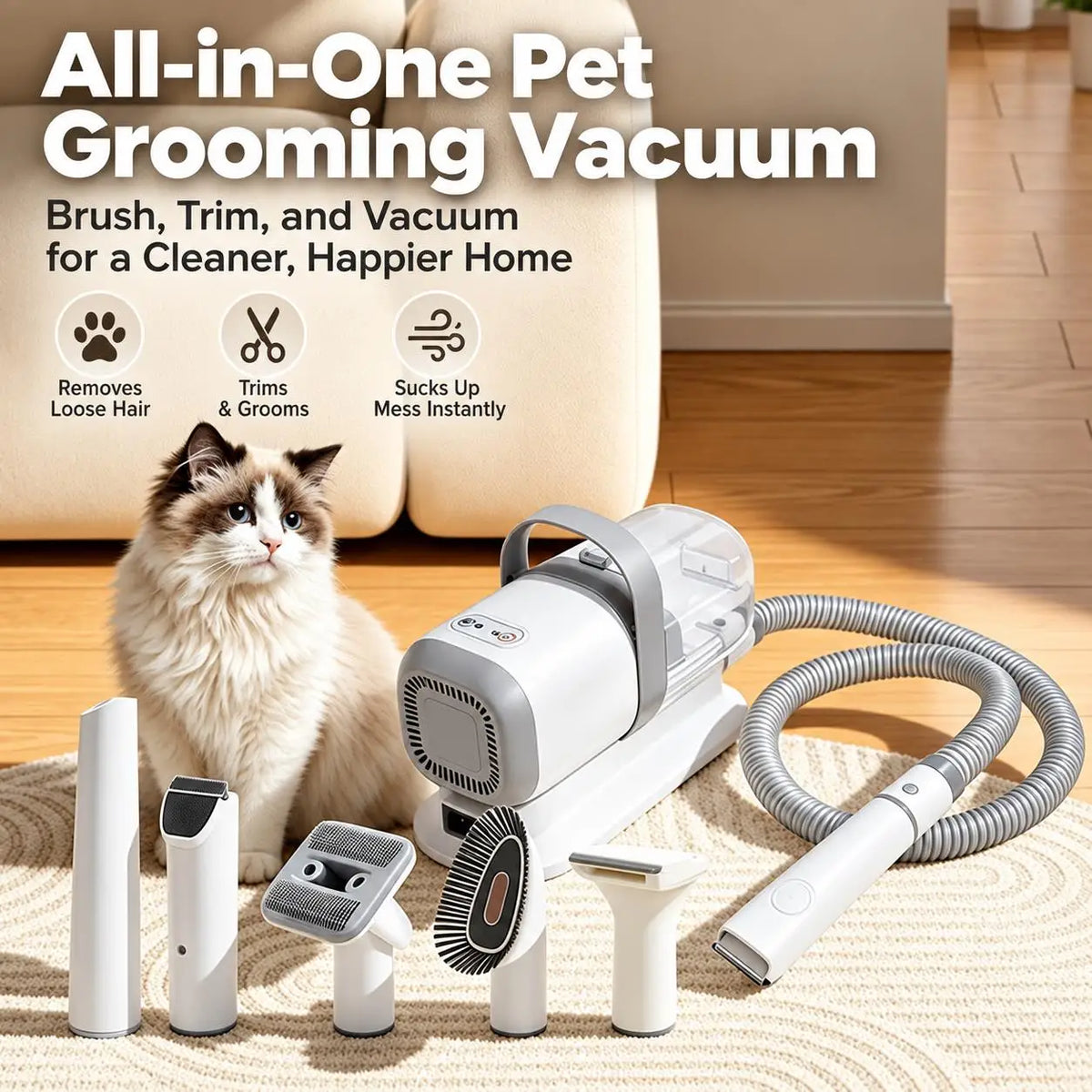 Dog Kit, Including Vacuum Brush for Cats Dogs, 5-Piece Set, and a Multi-Functional Pet