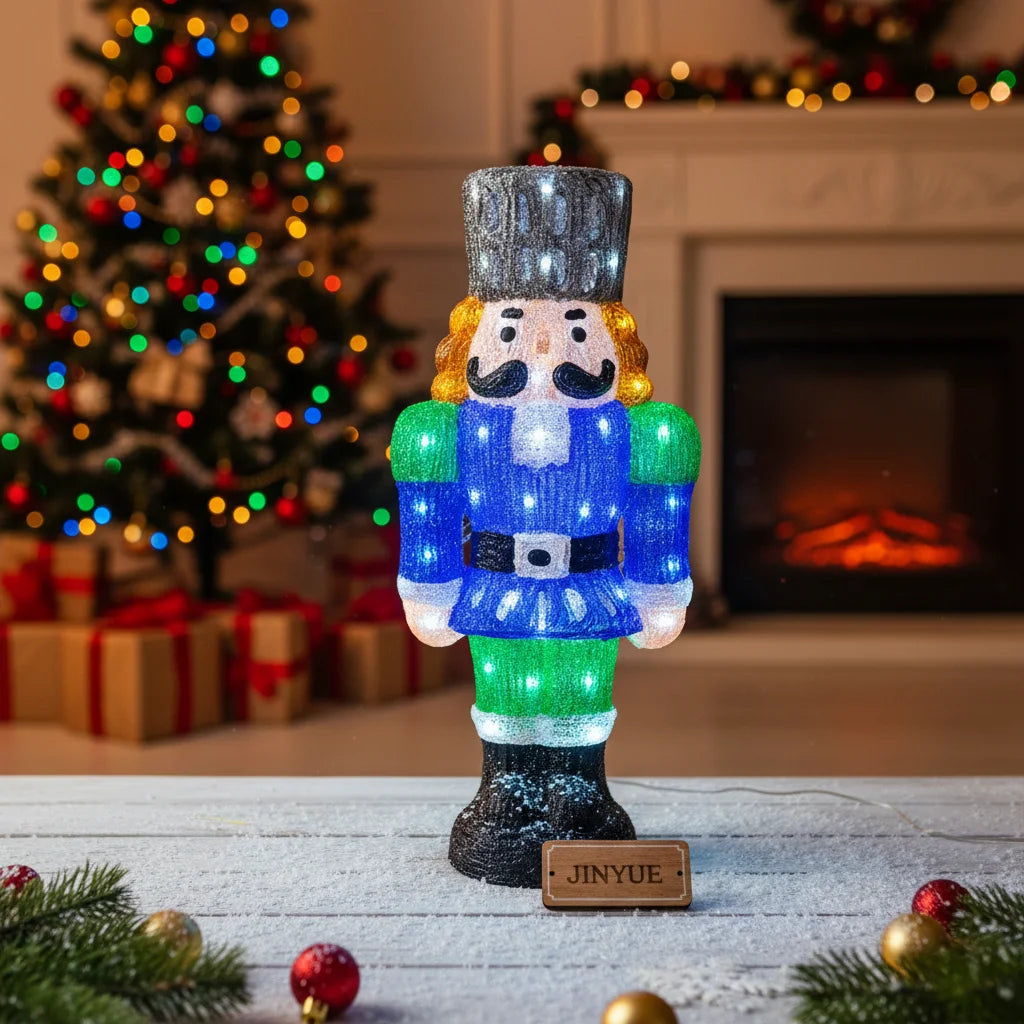 3D LED Christmas Nutcracker Motif Light Acrylic Toy Soldier Figure Crystal Glow IP44