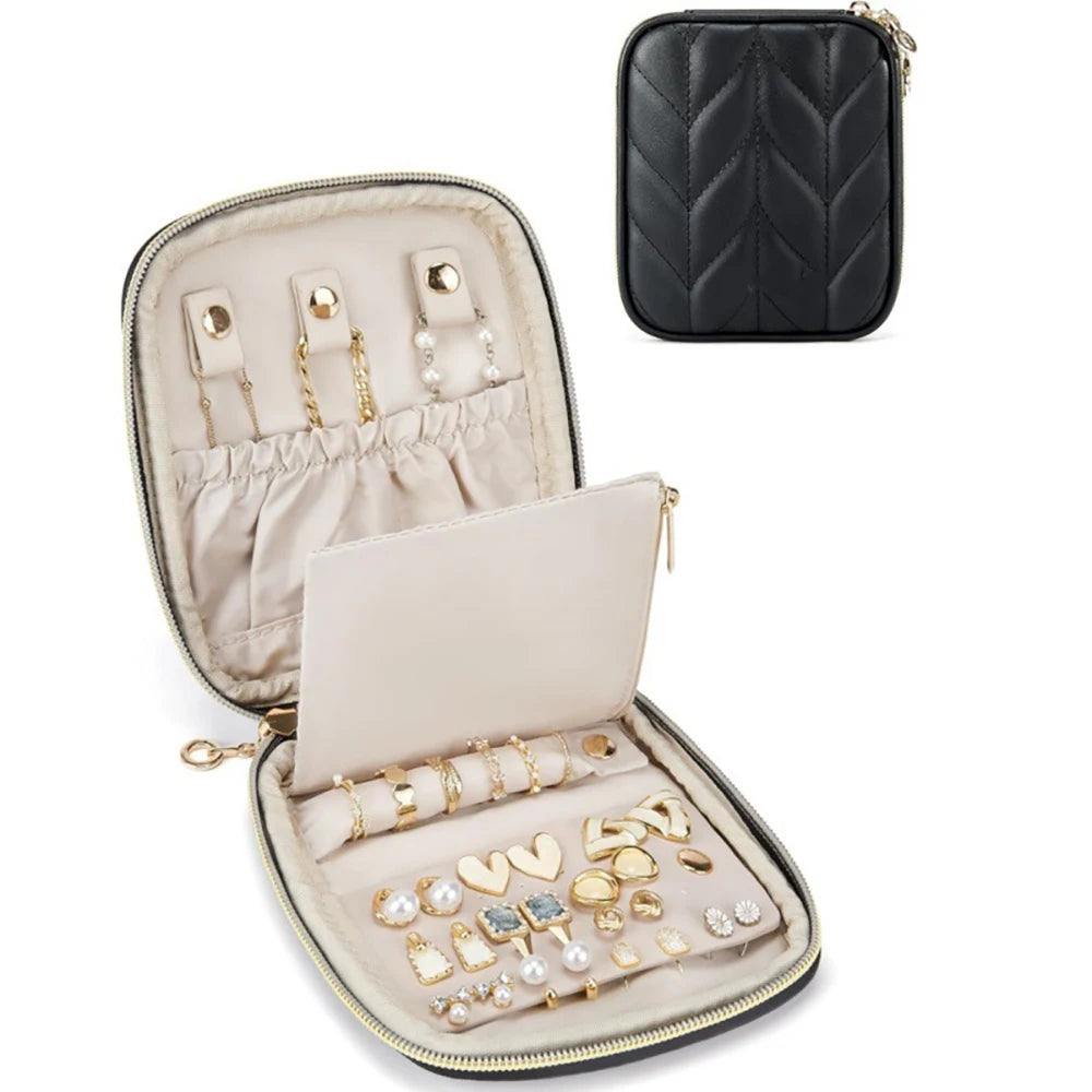 Portable Travel Jewelry Case Organizer Small Mini Jewellery Pouch Compartments