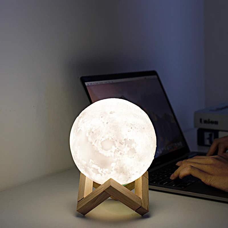 Mini Sunset Projection 3D Moon Lamp PVC USB Rechargeable Dimmable LED Night Light Bedroom