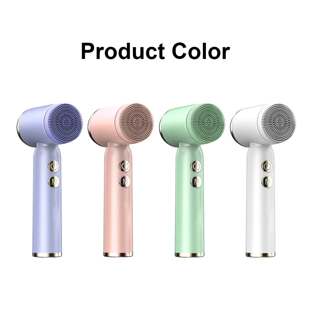 Led Waterproof Face Cleaning Brush Exfoliating Massage Face Wash Brush Silicone Electric
