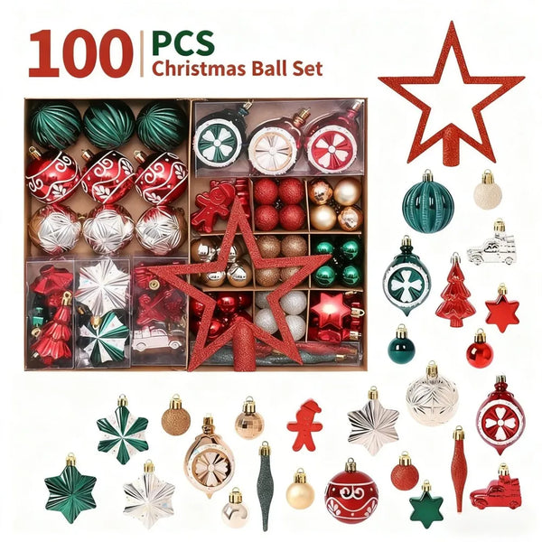 Plastic Christmas Ball Ornament Gift Set in Champagne, Red or Gold Mixes