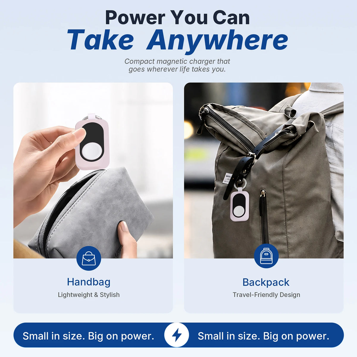 Mini Magnetic Wireless Power Bank 2000mAh for Watch Pocket-Sized Travel Charger