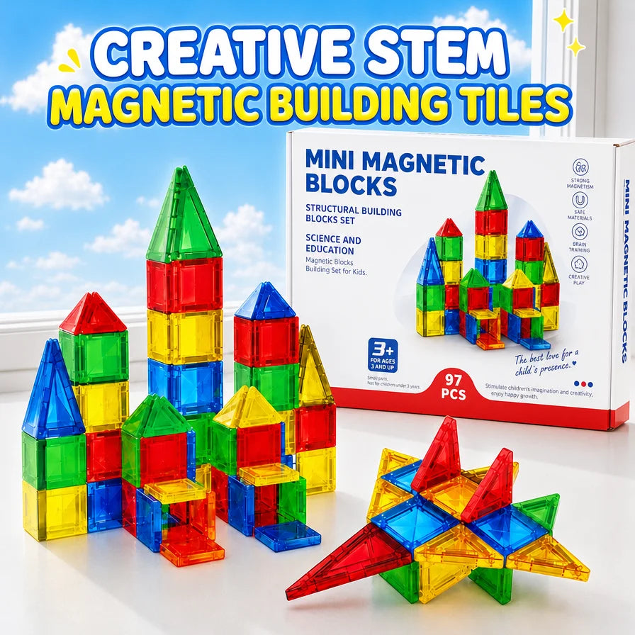 Magnetic Tiles Building Blocks for Kids STEM Educational Construction Crystal Diamond