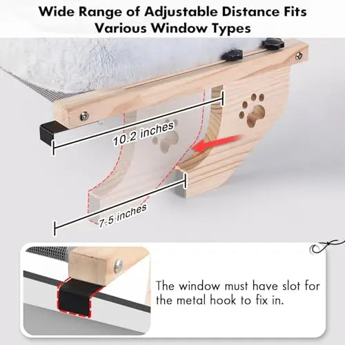 Easy to Adjust Cat Bed Wood Window Perch Sturdy Hammock Wooden House for Cats