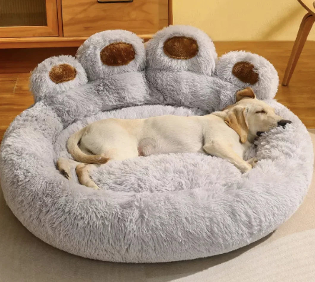 Large Eco-Friendly Faux Fur Donut Dog Bed Modern Soft Customized Calming Fluffy Plush