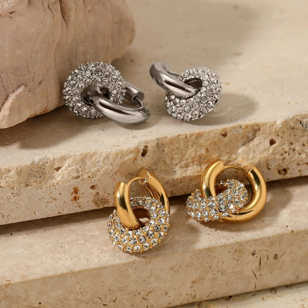 Shescity Stainless Steel Drop Earrings Trendy Light Luxury Designer Elegant Huggie