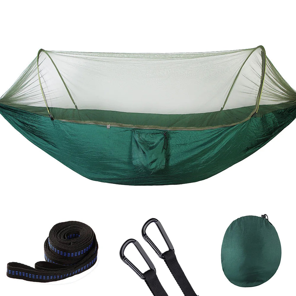 Lightweight Parachute Single Color Hammock with Mosquito Net for 1-2 Person All Seasons