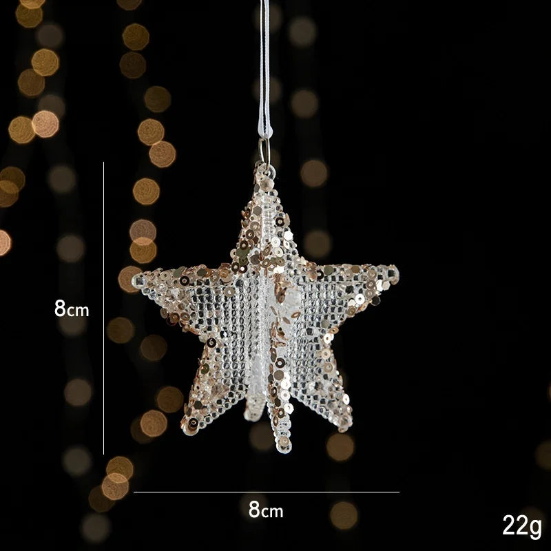 Christmas Ornaments Sequins Acrylic Transparent Snowflake Pendant Hanging Decor Christmas