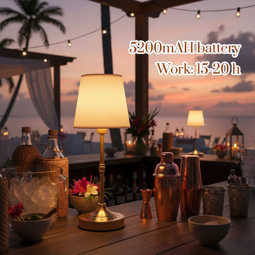 Luxury Modern Decorative Light USB Rechargeable Fabric Table Lamp Cordless Table Lamp