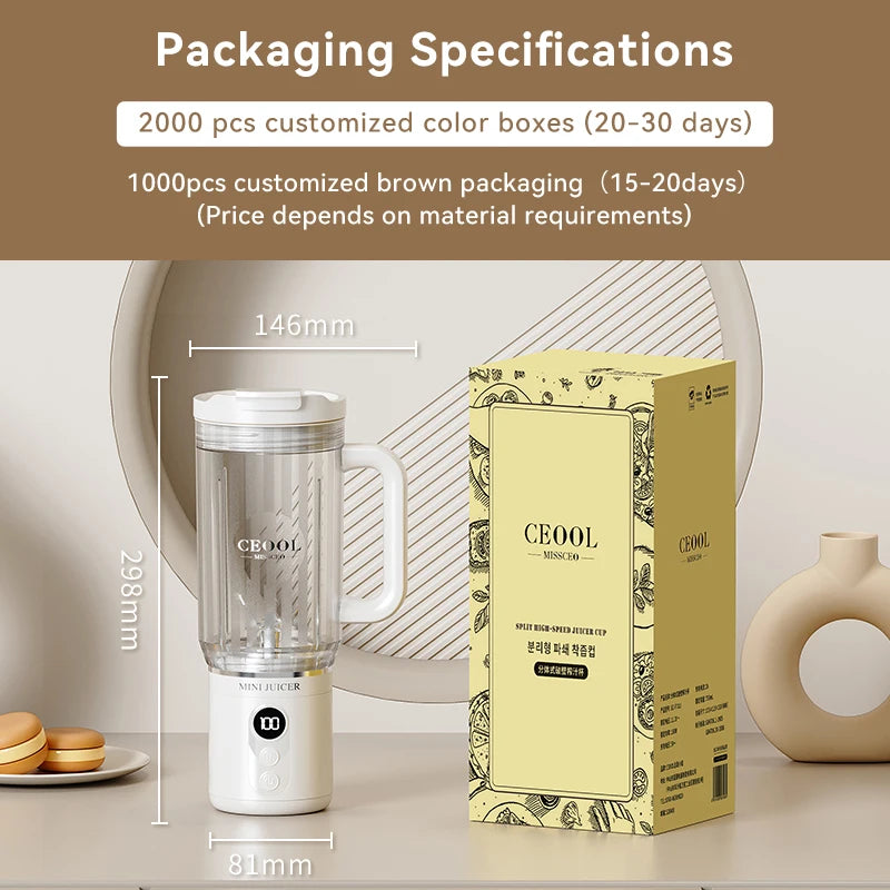 Portable Blender Electric Juice,Mini Licuadora Portatil, Large Bottle Portable Electric