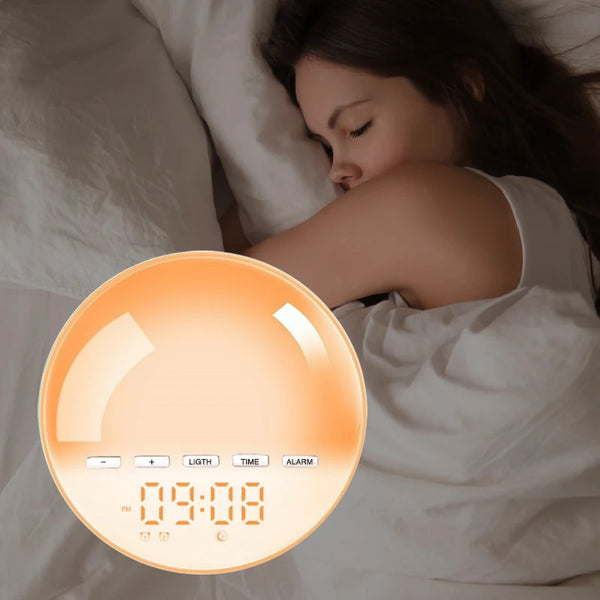 7 Color Changing Digital Wake Up Light Sunrise Sunset Sunlight Alarm Clock Sunrise Alarm