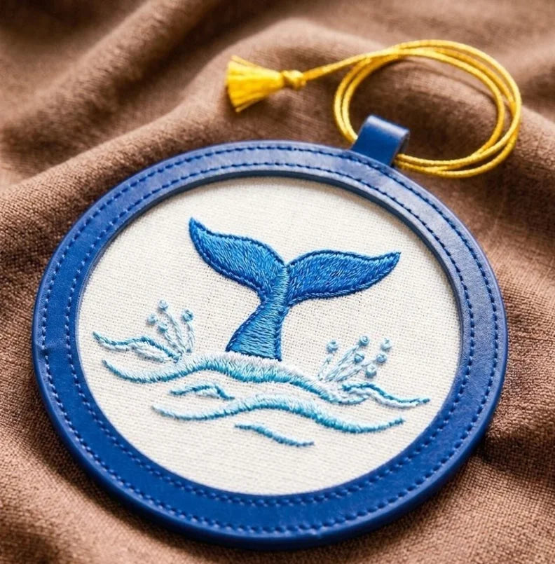 Self-Finishing Round PU Leather Ornament Needlepoint Gift Round Ornament for Your (Pack of 2)